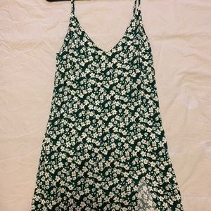 Green floral slit dress -Reformation